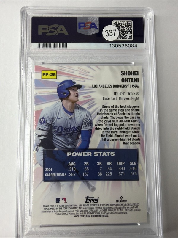 2025 Topps Chrome Power Players #PP25 Shohei Ohtani PSA 10 view 2