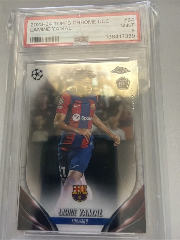 2023-24 Topps Chrome UCC Lamine Yamal PSA 9 RC #64 Rookie FC Barcelona Spain