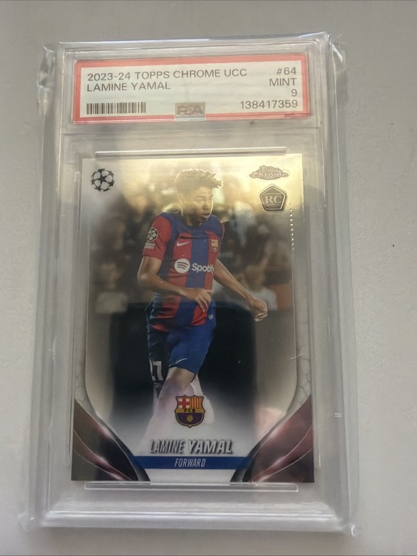 2023-24 Topps Chrome UCC Lamine Yamal PSA 9 RC #64 Rookie FC Barcelona Spain view 2