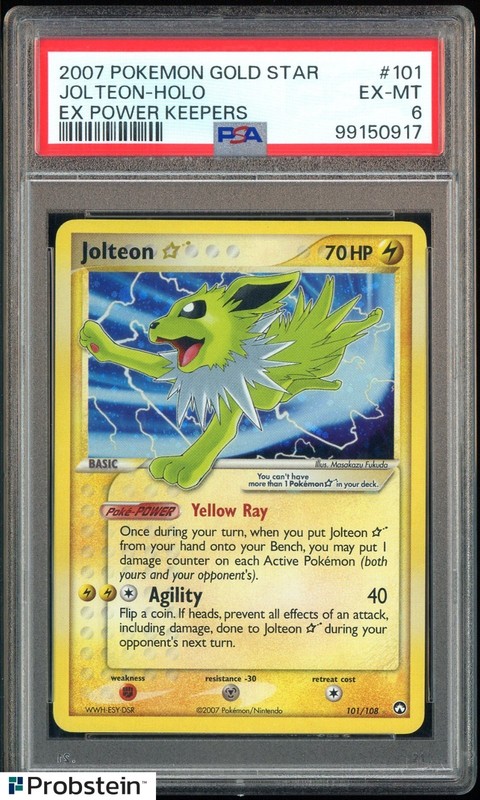 2007 Pokemon Gold Star Ex Power Keepers #101 Jolteon Holo PSA 6 EX-MT