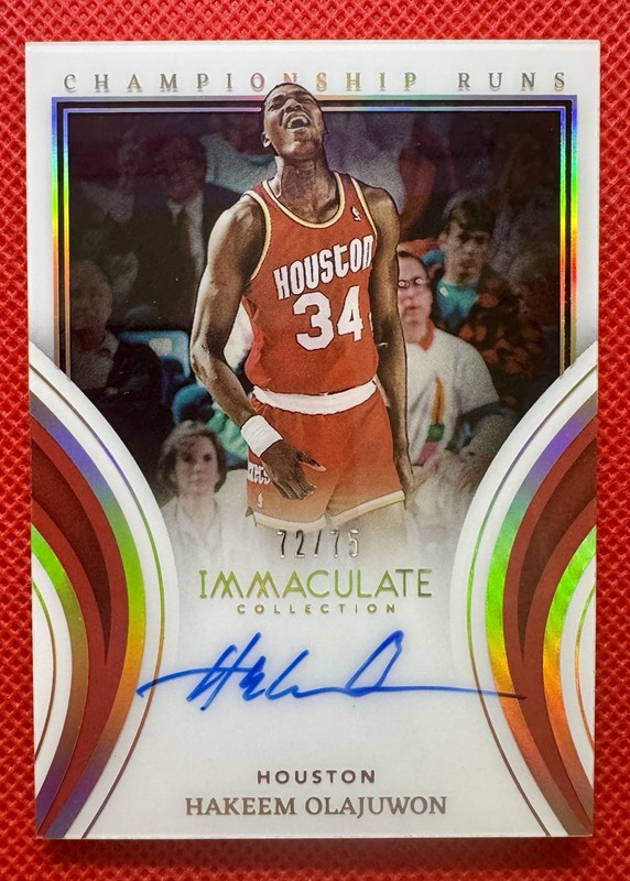 2022-23 Immaculate HAKEEM OLAJUWON Championship Runs SP Auto Houston Rockets /75