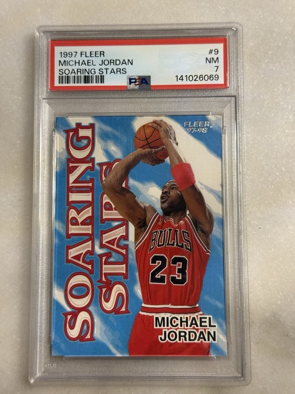 MICHAEL JORDAN (HOF) 1997-98 FLEER SOARING STARS NM INSERT #9 PSA7 LOOK!!