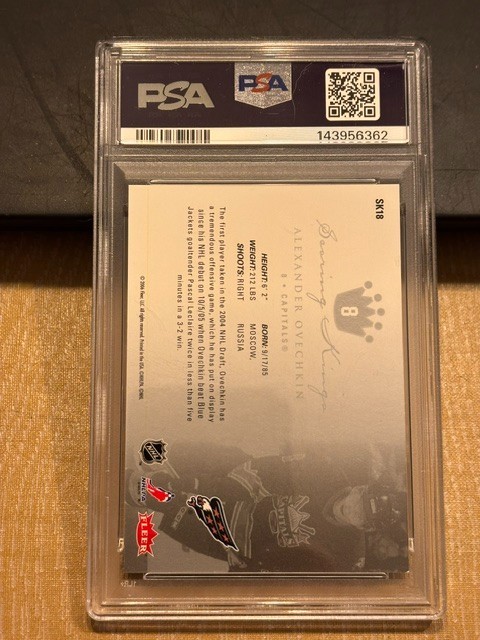 2005-06 Fleer Ultra Alex Ovechkin Scoring Kings SP Rookie Capitals PSA 8 NM-MT view 2