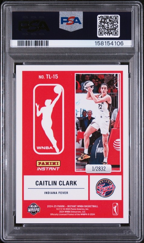 2024-25 Panini Instant WNBA - The Logo Caitlin Clark #TL-15 /2832 (RC) PSA 9 view 2