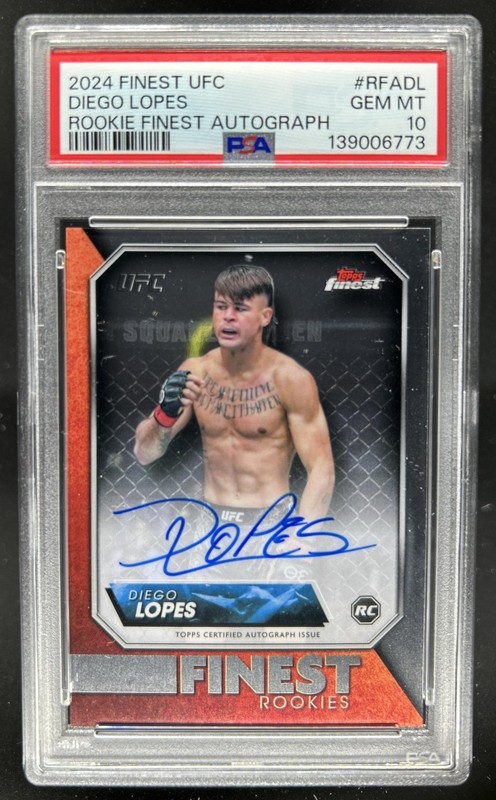 2024 Topps Finest UFC Diego Lopes Auto RC #RFA-DL PSA 10 GEM MINT Rookie