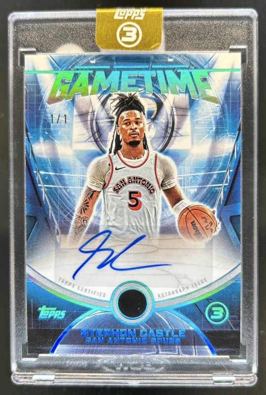 2025-26 Topps Three Stephon Castle Game Time Graphs Auto Platinum #1/1 Spurs