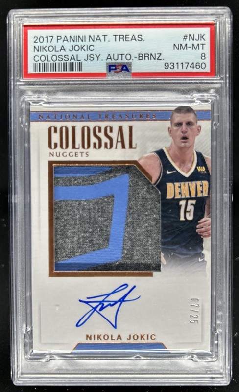 2017-18 National Treasures Nikola Jokic Colossal Patch Bronze Auto #/25 PSA 8