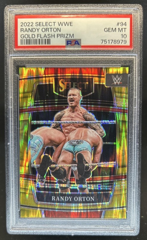 2022 Panini Select WWE Randy Orton Gold Flash Prizm Concourse #/10 PSA 10