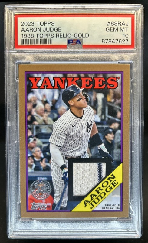 2023 Topps Aaron Judge 1988 35th Anniversary Series Two Jersey Gold #/50 PSA 10