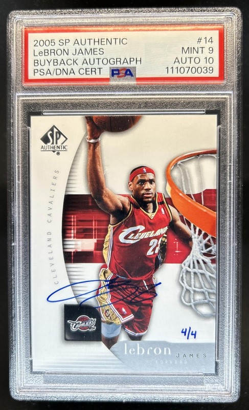 2005-06 SP Authentic LeBron James Buyback Autograph #4/4 PSA 9 Auto 10 Cavaliers
