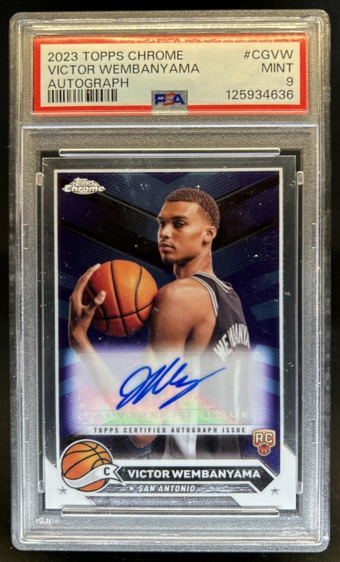 2023-24 Topps Chrome Victor Wembanyama Auto RC Rookie #CG-VW Spurs PSA 9