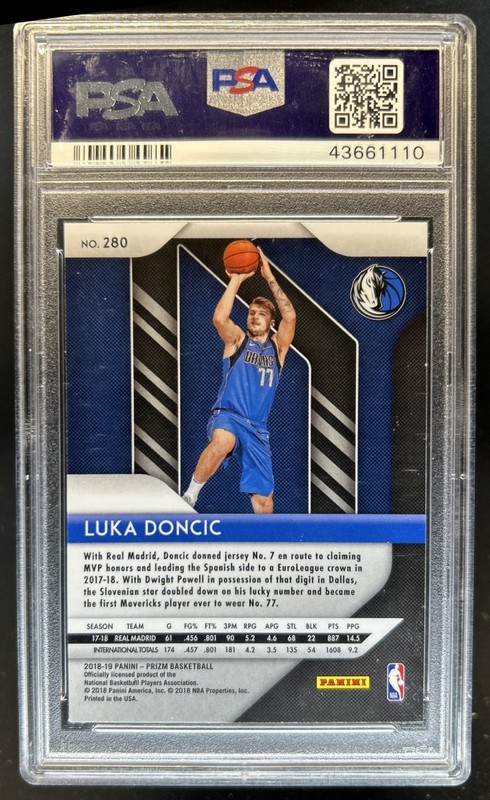 2018-19 Panini Prizm Luka Doncic RC Rookie #280 Mavericks PSA 10 GEM MINT view 2