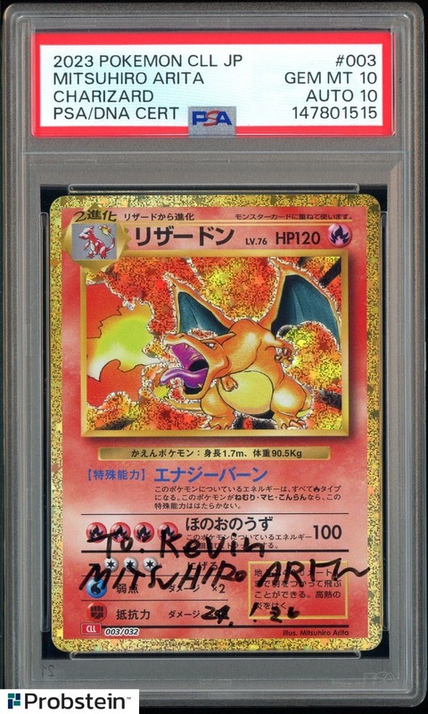 Mitsuhiro Arita Signed 2023 Pokemon CLL JPN 003 Charizard PSA/DNA PSA 10 AUTO 10