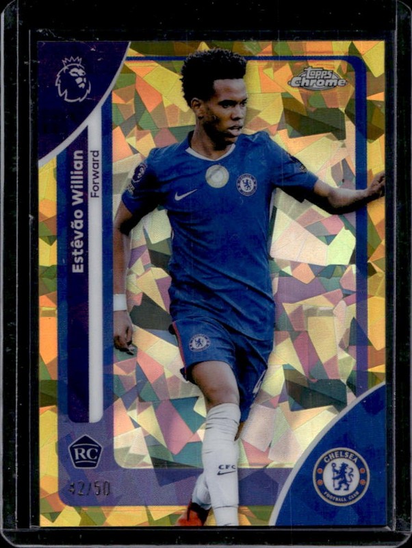 2026 Topps Chrome Sapphire Premier League Estevao Willian RC Gold Refractor #/50