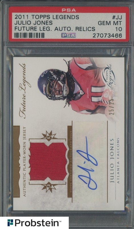 2011 Topps Legends Julio Jones Future Legends Auto Relics #FLAR-JJ 25/25 PSA 10