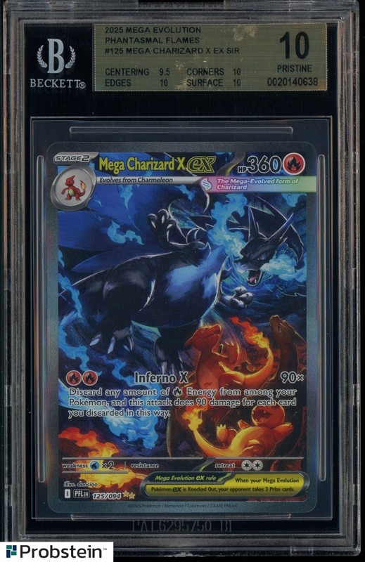 2025 Pokemon Phantasmal Flames #125 Mega Charizard X ex SIR BGS 10 PRISTINE