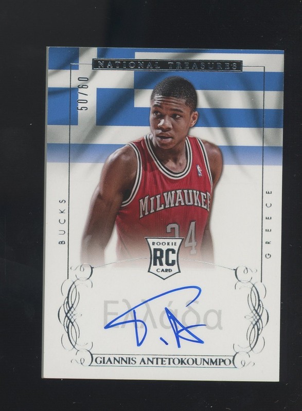2013-2014 Panini National Treasures Giannis Antetokounmpo Auto #IT-GA 50/60