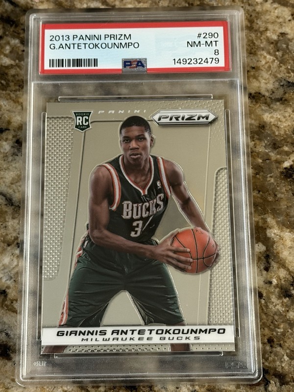 2013-14 PANINI PRIZM #290 GIANNIS ANTETOKOUNMPO ROOKIE RC PSA 8 FRESHLY GRADED