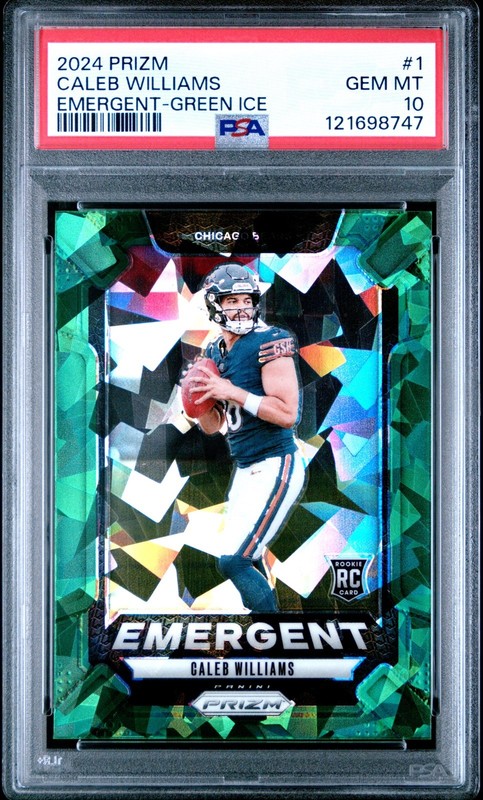 2024 Panini Prizm Green Ice Emergent Caleb Williams #1 Chicago Bears PSA 10 RC