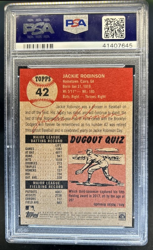 2018 Topps Living Jackie Robinson #42 Dodgers PSA 9 view 2