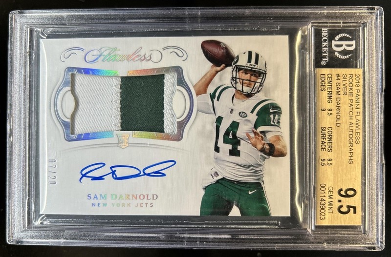 2018 Panini Flawless Sam Darnold Rookie Patch Auto Silver RC #/20 BGS 9.5/10