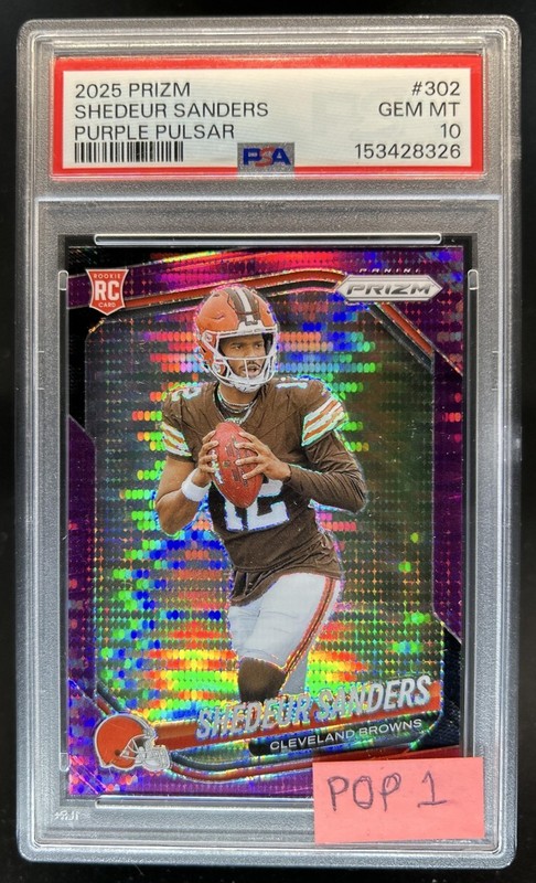 2025 Panini Prizm Shedeur Sanders RC Purple Pulsar Rookie #302 Browns PSA 10