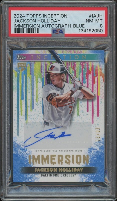 2024 Topps Inception Jackson Holliday Blue Immersion Rookie Auto #18/25 PSA 8