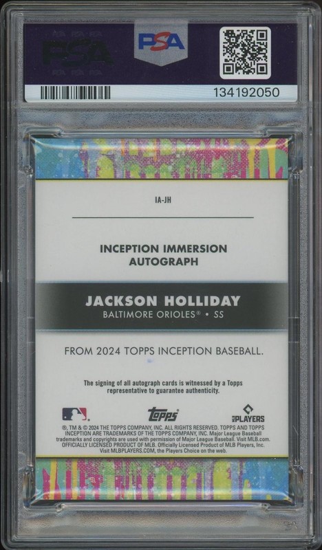 2024 Topps Inception Jackson Holliday Blue Immersion Rookie Auto #18/25 PSA 8 view 2