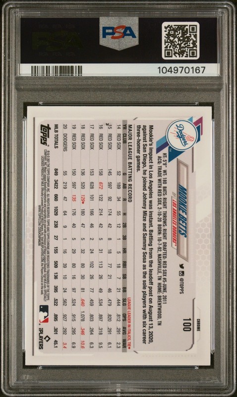 2021 TOPPS CHROME #100 MOOKIE BETTS & BELLINGER SSP PSA 9 MINT -Rare 1 of 18 POP view 2