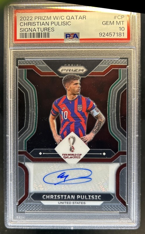 2022-23 Panini Prizm World Cup Christian Pulisic Signatures Auto #S-CP PSA 10
