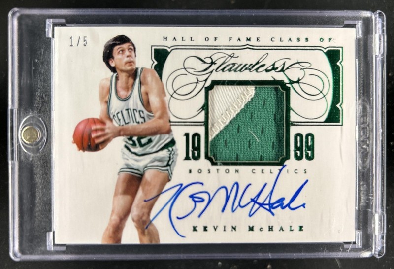 2013-14 Flawless Kevin McHale Hall of Fame Auto Patch Emerald Green #/5