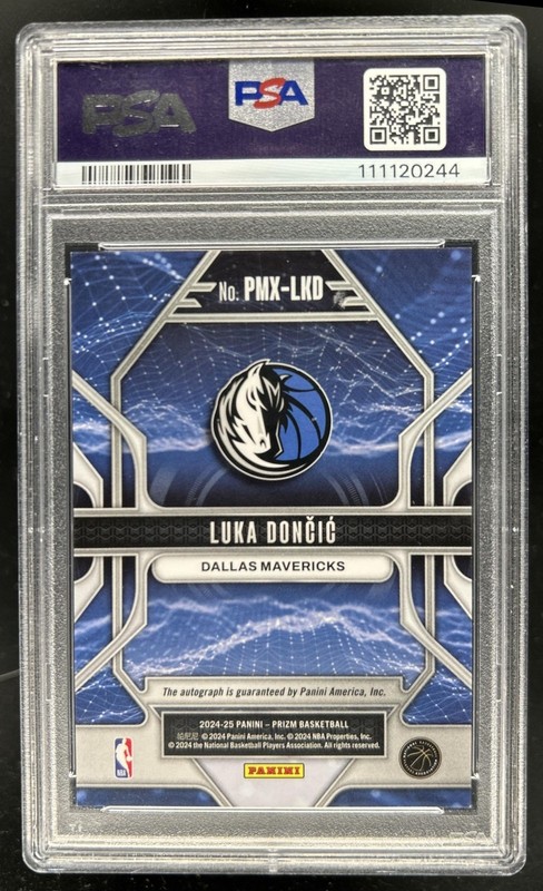 2024-25 Panini Prizm Luka Doncic Prizmatrix Signatures Auto #PMX-LKD PSA 9 10 view 2
