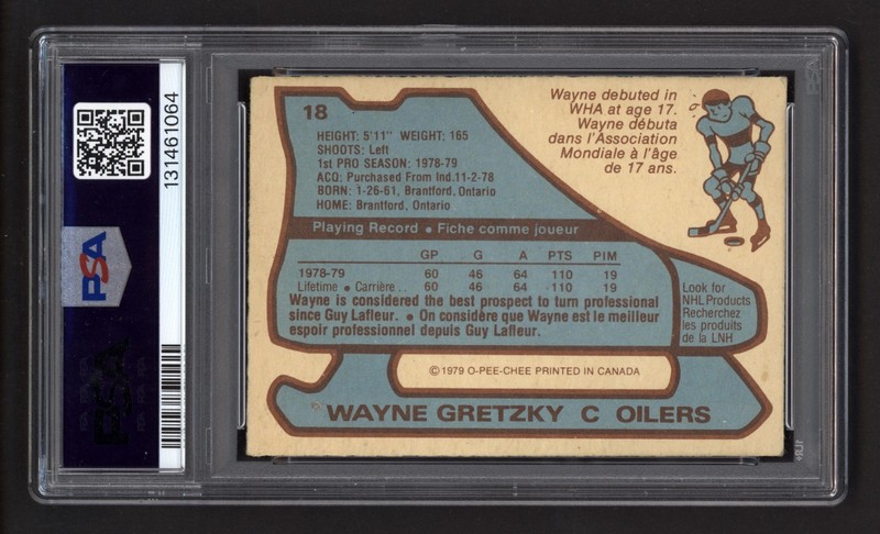 1979 OPC #18 WAYNE GRETZKY ROOKIE CARD PSA 4 VG-EX view 2