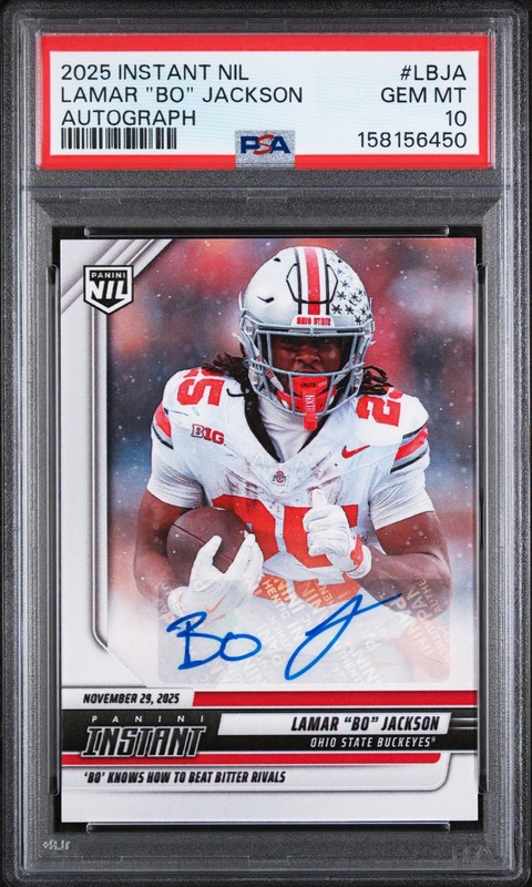 Lamar “Bo” Jackson 2025 Panini Instant NIL Ohio State Rookie Auto PSA 10