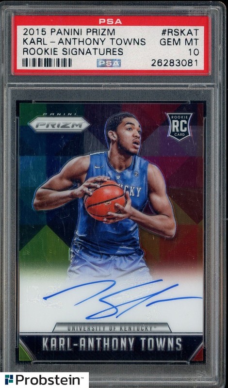 Karl-Anthony Towns 2015 Panini Prizm ROOKIE SIGNATURES RC AUTO #RSKAT PSA 10