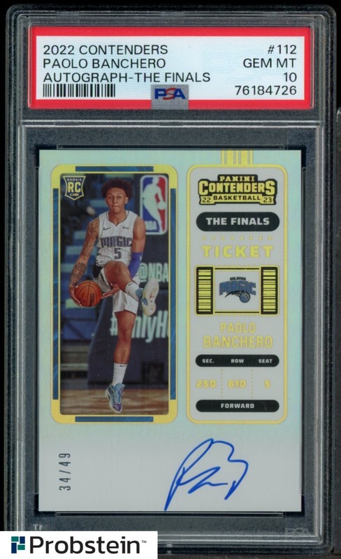 2022-23 Contenders The Finals Ticket Paolo Banchero RC Rookie AUTO 34/49 PSA 10