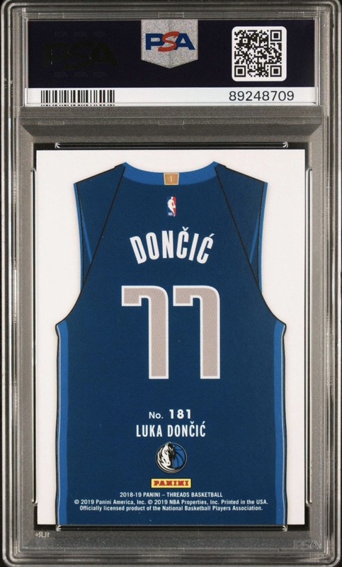 LUKA DONCIC 2018-19 PANINI THREADS ROOKIE #181 MAVERICKS PSA 10 LAKERS SSP view 2