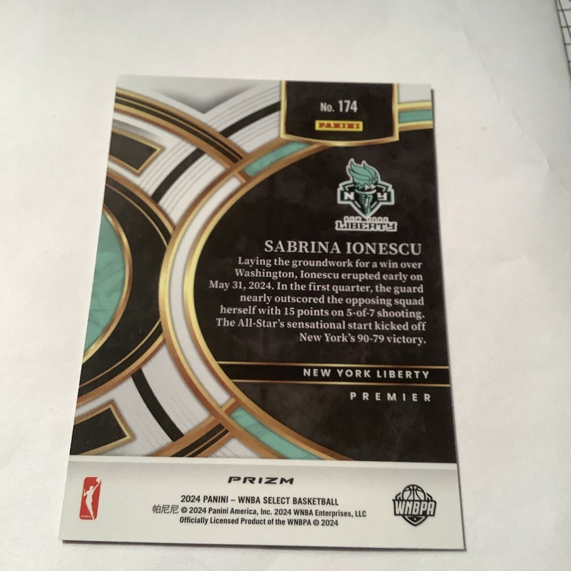 2024 Panini Select WNBA - Premier Level Sabrina Ionescu #174 Pink Ice Prizm view 2