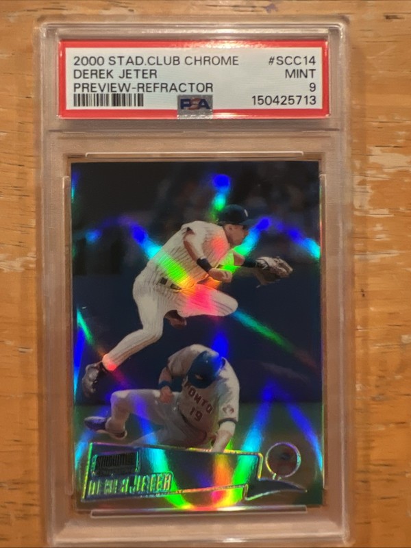🔥2000 Stadium Club Chrome Derek Jeter Preview REFRACTOR PSA 9 #SCC14 Yankees