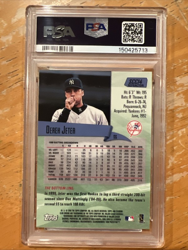 🔥2000 Stadium Club Chrome Derek Jeter Preview REFRACTOR PSA 9 #SCC14 Yankees view 2