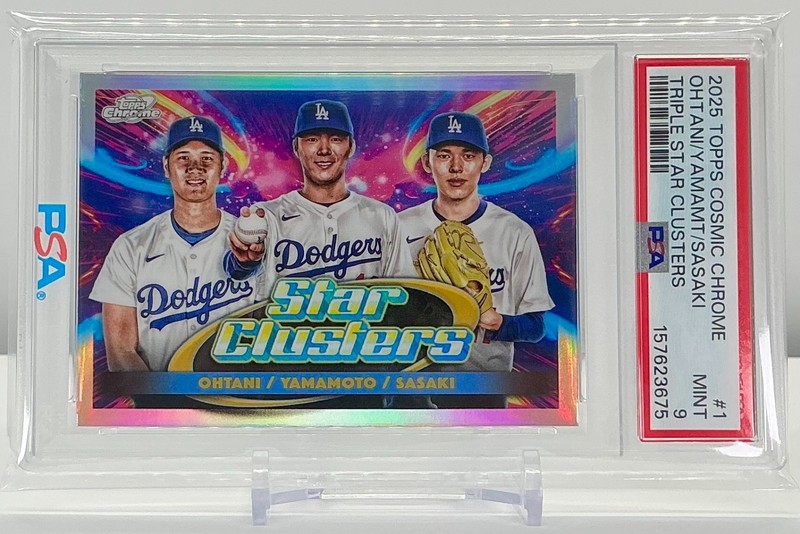 OHTANI/YAMAMOTO/SASAKI 2025TOPPS COSMIC CHROME TRIPLE STAR CLUSTERS#1 PSA9!POP99