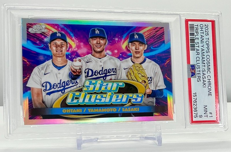 OHTANI/YAMAMOTO/SASAKI 2025TOPPS COSMIC CHROME TRIPLE STAR CLUSTERS#1 PSA9!POP99 view 2
