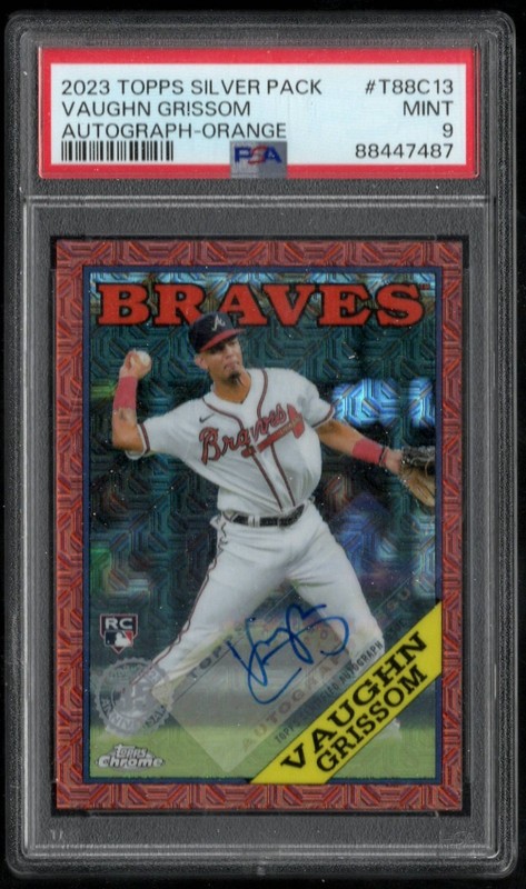 2023 Topps Silver Orange Refractor Auto Vaughn Grissom RC /25 | Braves | PSA 9