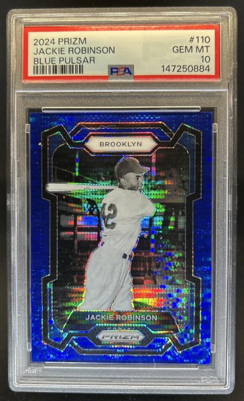 2024 Panini Prizm Jackie Robinson Blue Pulsar #/75 Dodgers PSA 10 GEM MINT