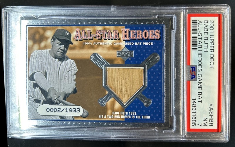 2001 Upper Deck Babe Ruth All Star Heroes Bat #/1933 New York Yankees PSA 7