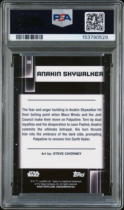 2021 Topps Chrome Star Wars Galaxy Anakin Skywalker #39 PSA 10 view 2