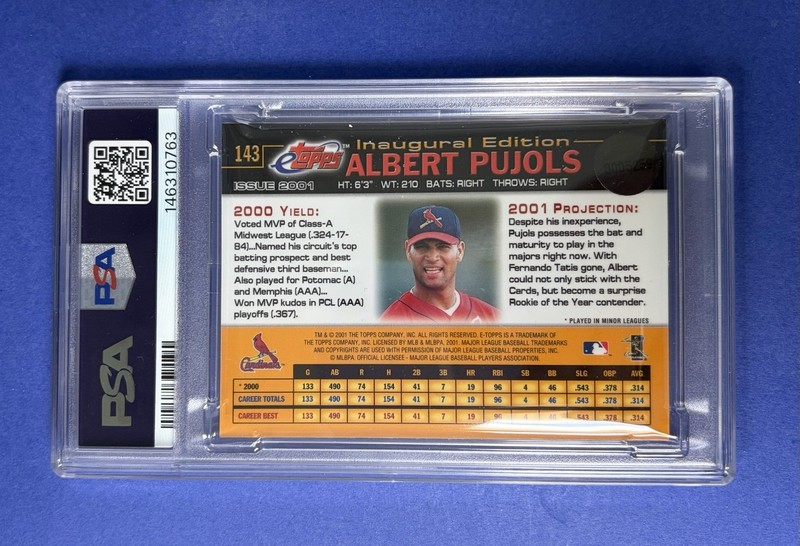 2001 eTopps Albert Pujols St Louis Cardinals #143 PSA 7 NM view 2