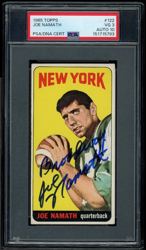 1965 Topps Football #122 Joe Namath RC Rookie HOF PSA 3 PSA/DNA 10 AUTO