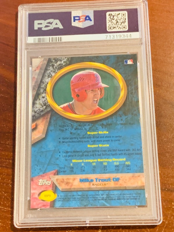 2011 BOWMANS BEST MIKE TROUT PROSPECTS ROOKIE #BBP9 PSA 10 GEM MINT ANGELS view 2