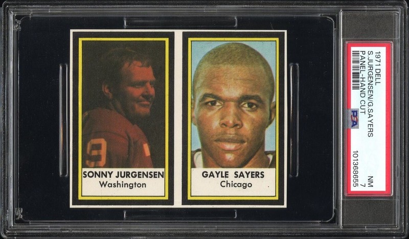 1971 Gale Sayers Sonny Jurgensen PSA 7 POP 1/1 Rare DELL Vintage NFL Panel Card